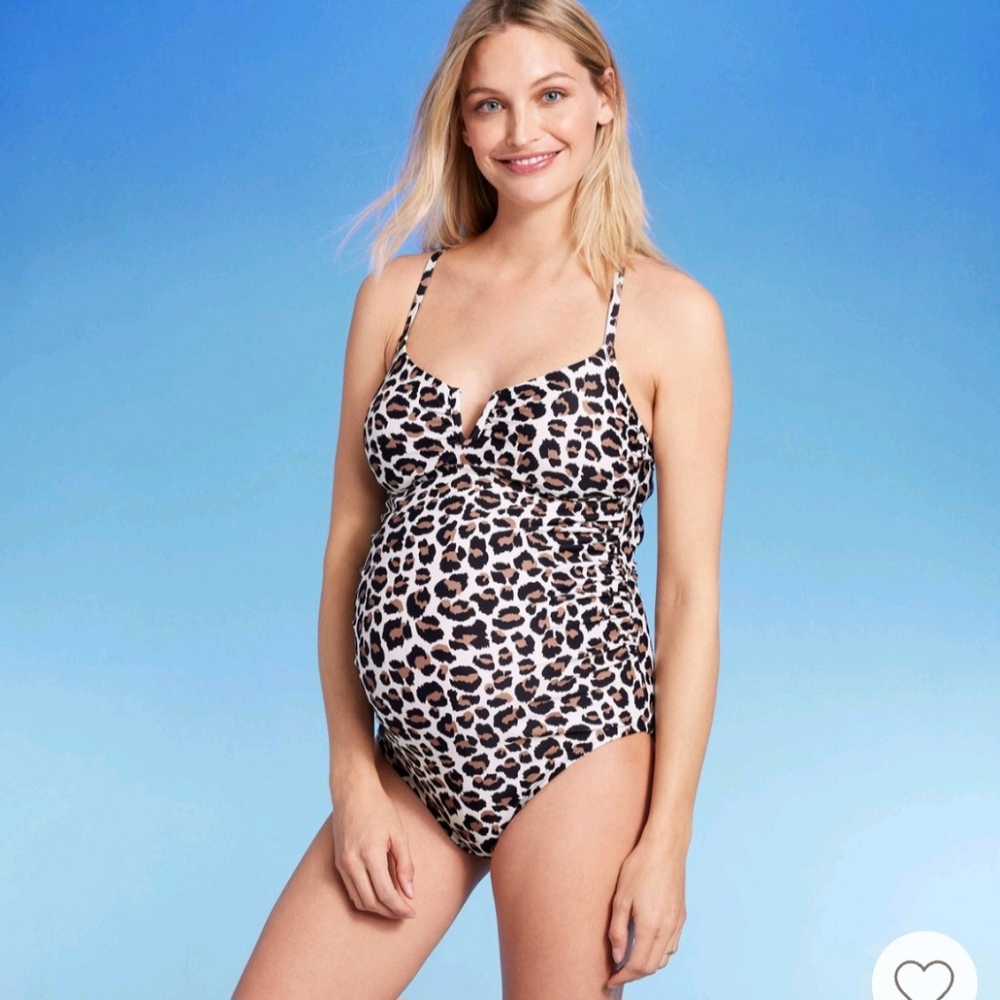 Ingrid and Isabel leopard print maternity swimsuit worn once